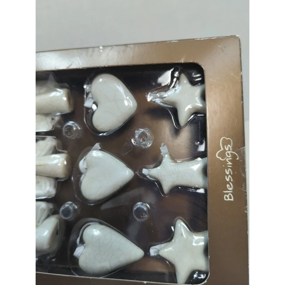Christmas Blessings Target Hearts Angels mini ornaments aged crackle look white